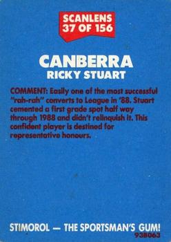 1989 Scanlens #37 Ricky Stuart Back